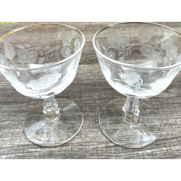 Libbey Crystal Garland Retired Blown Glass Vintage Low Sherbet Champagne-Set  2 - Picture 5 of 5